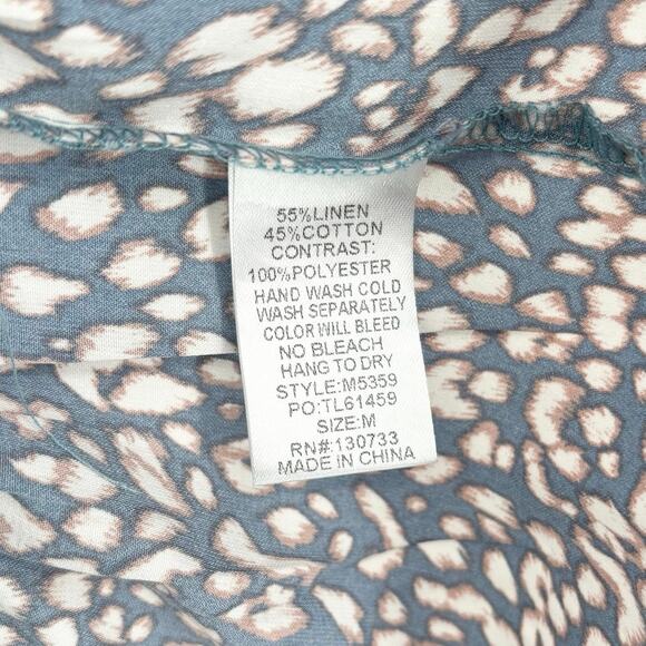 Umgee Blue Linen Blend Oversized Ruffle Dress Size M - Picture 6 of 6